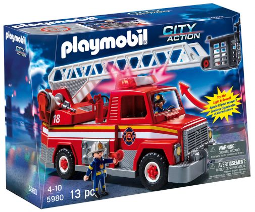 PLAYMOBIL City Action 5980 Camion de pompiers avec échelle