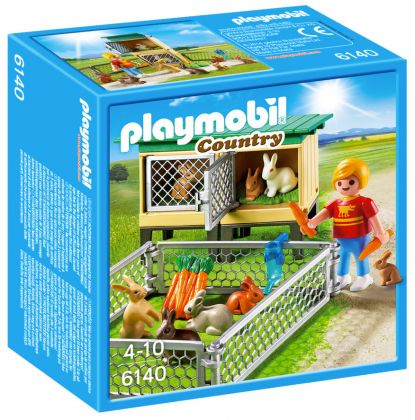 PLAYMOBIL Country 6140 Enfant avec enclos à lapins et clapier