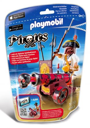 PLAYMOBIL Pirates 6163 Pirate avec canon rouge