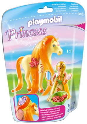 PLAYMOBIL Princess 6168 Princesse Mimosa avec cheval à coiffer