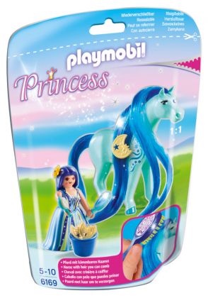 PLAYMOBIL Princess 6169 Princesse Bleuet avec cheval à coiffer