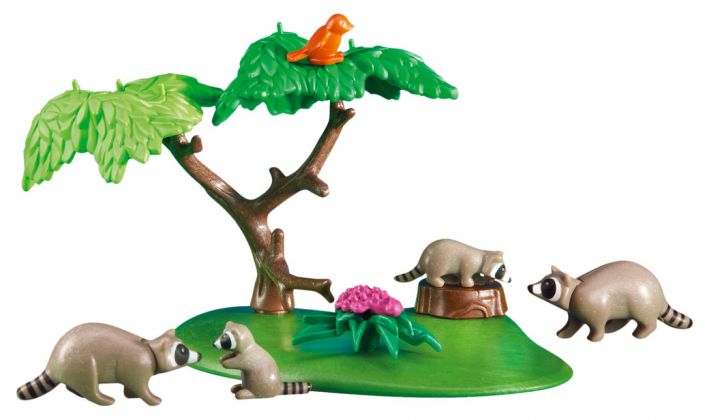 PLAYMOBIL Produits complémentaires 6317 Famille de ratons laveurs avec arbre