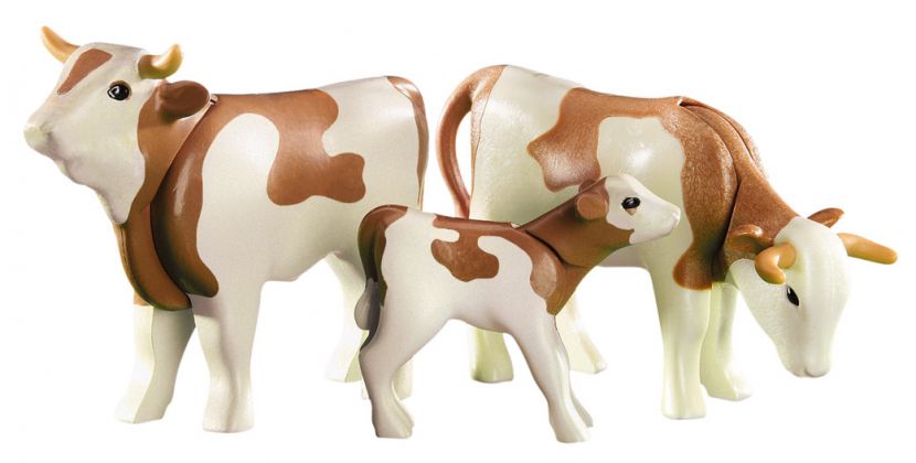 PLAYMOBIL Produits complémentaires 6356 2 vaches avec veau bruns