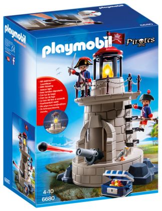 PLAYMOBIL Pirates 6680 Phare lumineux avec soldats