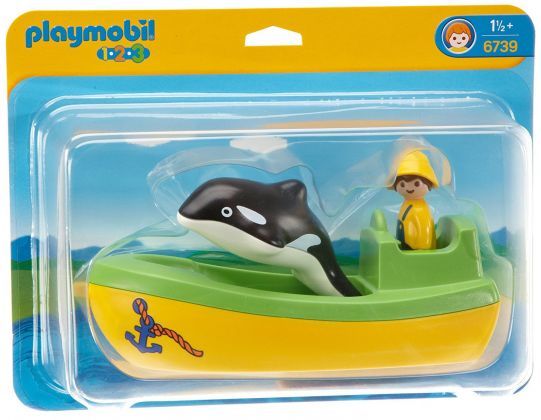 PLAYMOBIL 123 6739 Pêcheur, bateau et dauphin