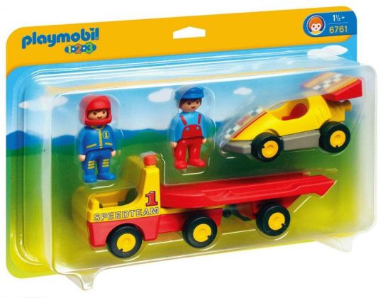 PLAYMOBIL 123 6761 Voiture de course avec camion de transport