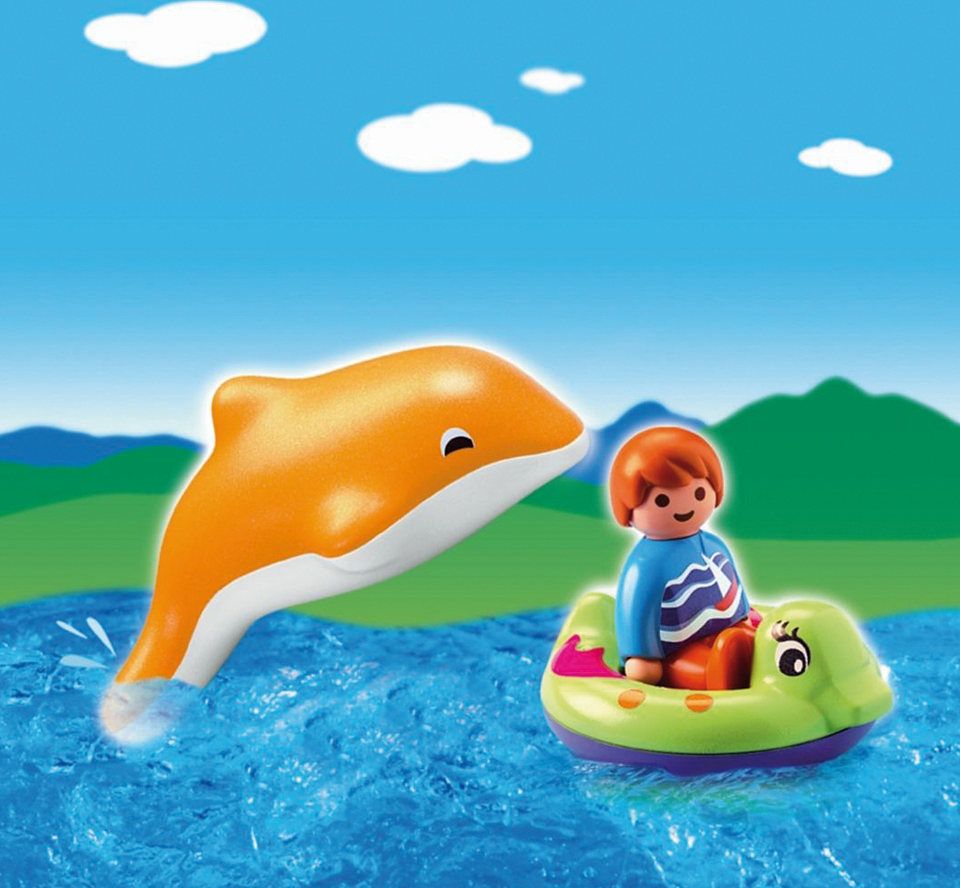 Playmobil 123 6762 pas cher, Garçon avec dauphin et bouée