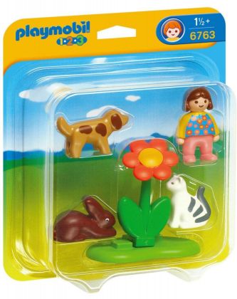 PLAYMOBIL 123 6763 Fillette avec animaux domestiques