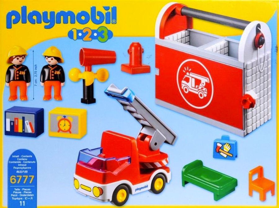 Playmobil 123 6777 pas cher, Caserne de pompiers transportable