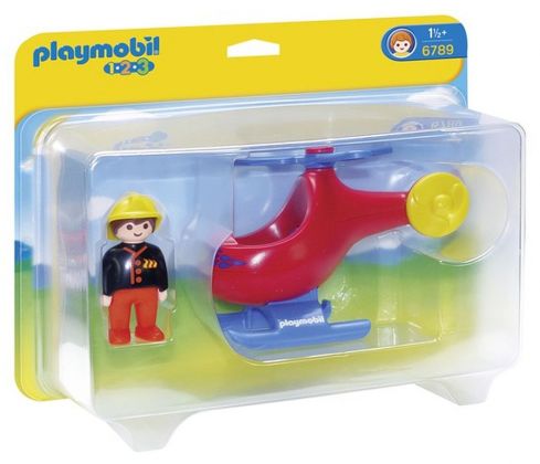 PLAYMOBIL 123 6789 Pompier avec hélicoptère