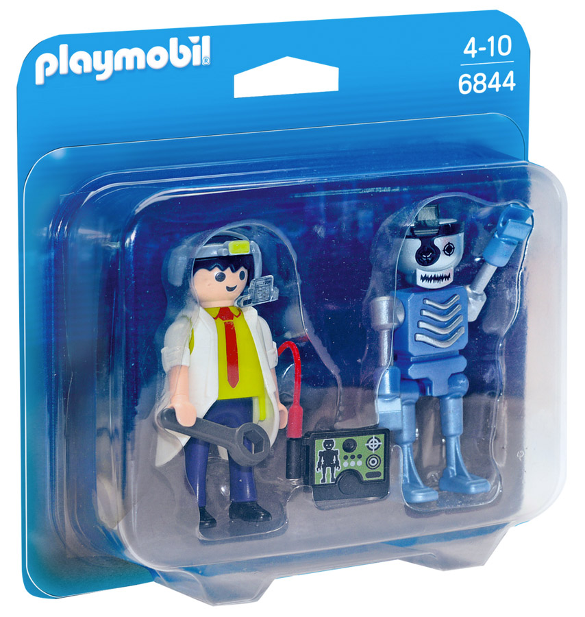 Playmobil City Action 6844 pas cher, Inventeur et robot