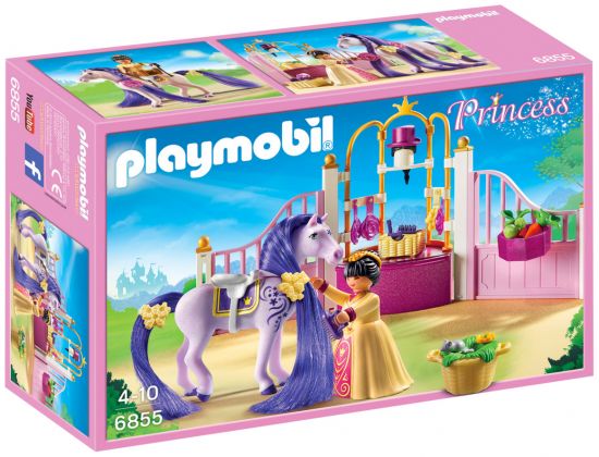 PLAYMOBIL Princess 6855 Ecurie avec cheval à coiffer et princesse