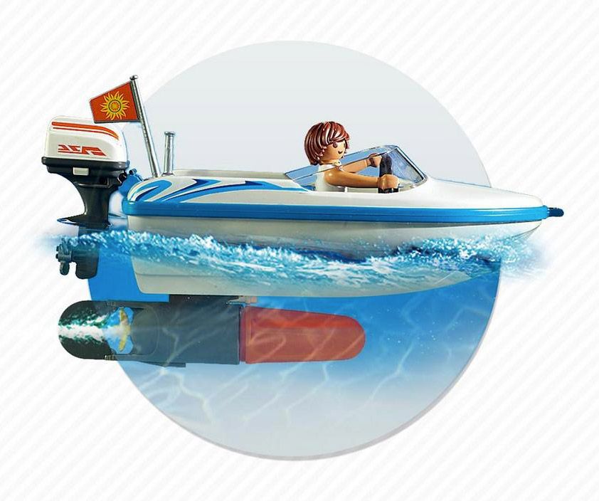 Playmobil Summer Fun 6864 pas cher, Voiture avec bateau et moteur