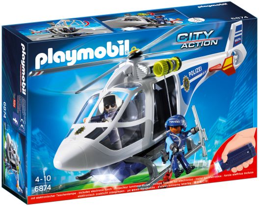 PLAYMOBIL City Action 6874 Hélicoptère de police avec projecteur de recherche