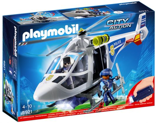 PLAYMOBIL City Action 6921 Hélicoptère de police avec projecteur de recherche