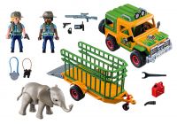 PLAYMOBIL Wild Life 6937 pas cher - V?�hicule avec ?�l?�phanteau et soigneurs