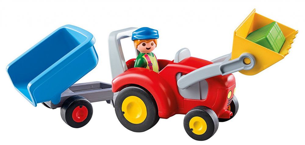 Playmobil - 6964 - 1.2.3 - Fermier avec tracteur et remorque