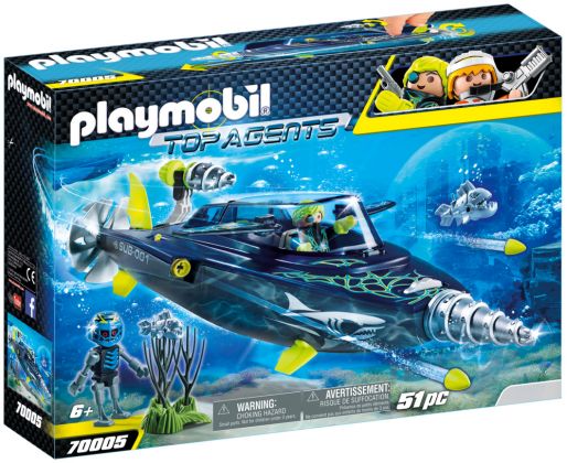 PLAYMOBIL Top Agents 70005 Sous-marin d'attaque S.H.A.R.K Team