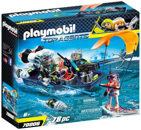 PLAYMOBIL Top Agents 70006 Bateau avec harpon S.H.A.R.K Team