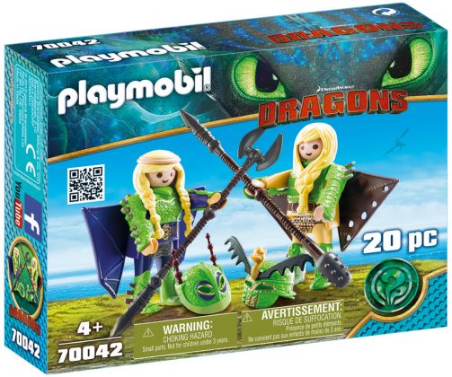 PLAYMOBIL Dragons (DreamWorks) 70042 Kranedur et Kognedur en combinaison de vol