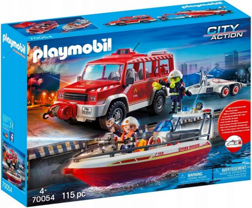 PLAYMOBIL City Action 70054 Véhicule et bateau de pompiers