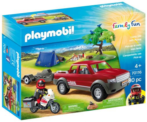 PLAYMOBIL Family Fun 70116 Pick-up et moto avec tente
