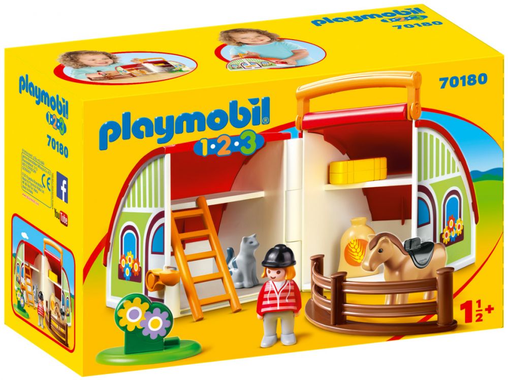 Playmobil 123 6777 pas cher, Caserne de pompiers transportable