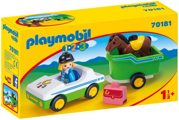 PLAYMOBIL 123 70181 Cavalière avec voiture et remorque