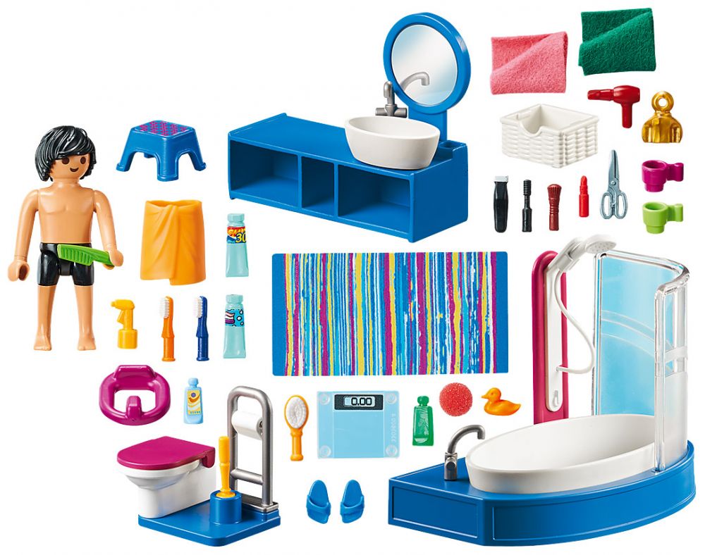 Playmobil - 5330 - Jeu de construction - Salle de bains avec baignoire et  pare-douche : : Jeux et Jouets