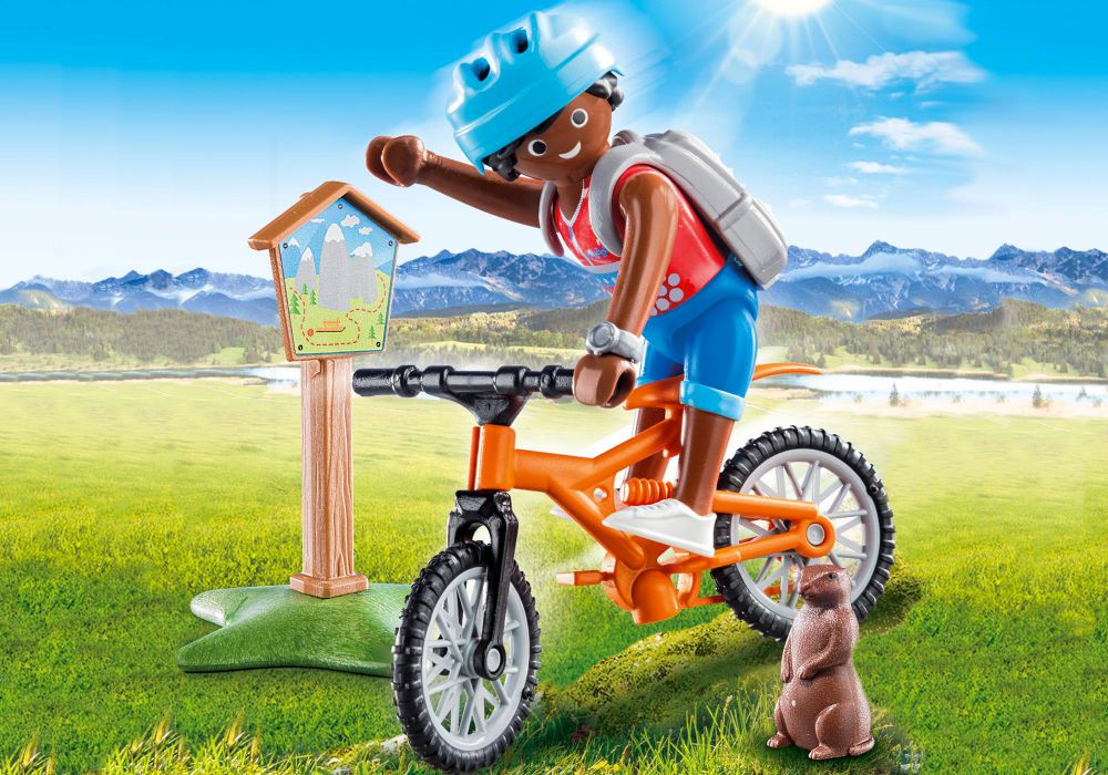 Playmobil Special Plus 70303 pas cher Cycliste avec marmotte
