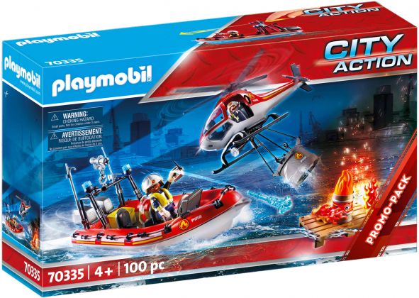 PLAYMOBIL City Action 70335 Brigade de pompiers avec bateau et hélicoptère