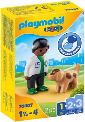 PLAYMOBIL 123 70407 Vétérinaire avec chien