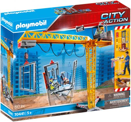 PLAYMOBIL City Action 70441 Grue radio-commandée avec mur de construction