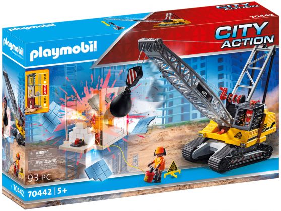 PLAYMOBIL City Action 70442 Dragline avec mur de construction