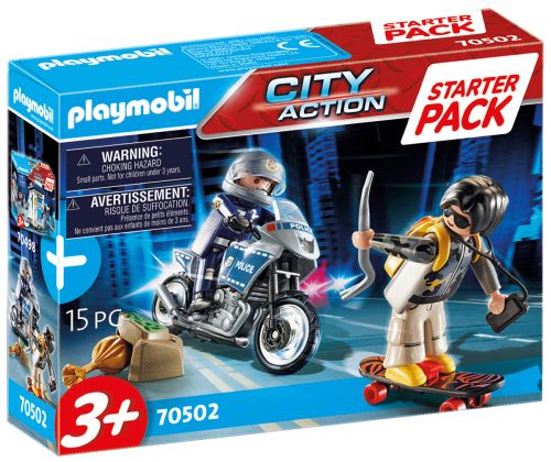 PLAYMOBIL City Action 70502 Starter Pack Motard de Police et Voleur