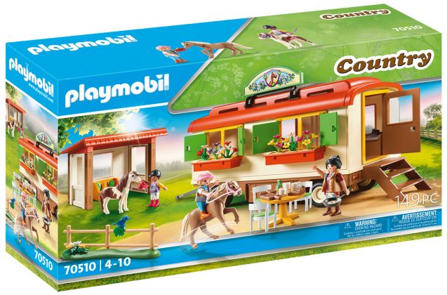 PLAYMOBIL Country 70510 Box de poneys et roulotte