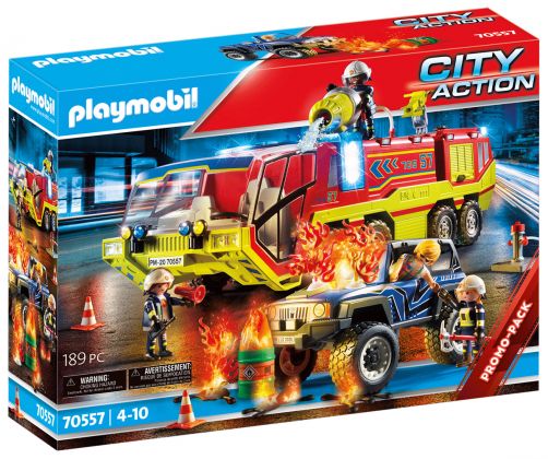 PLAYMOBIL City Action 70557 Camion de pompiers et véhicule enflammé