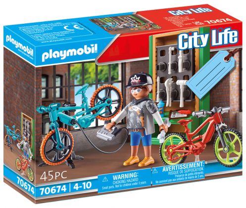 PLAYMOBIL City Life 70674 Set cadeau Atelier de réparation de vélos