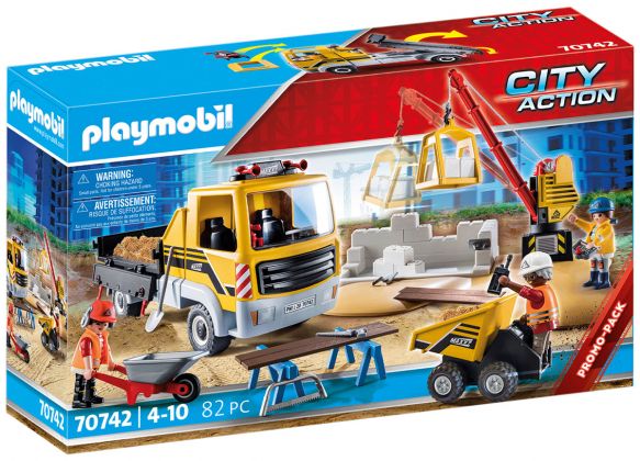 PLAYMOBIL City Action 70742 Site de travaux avec camion et ouvriers