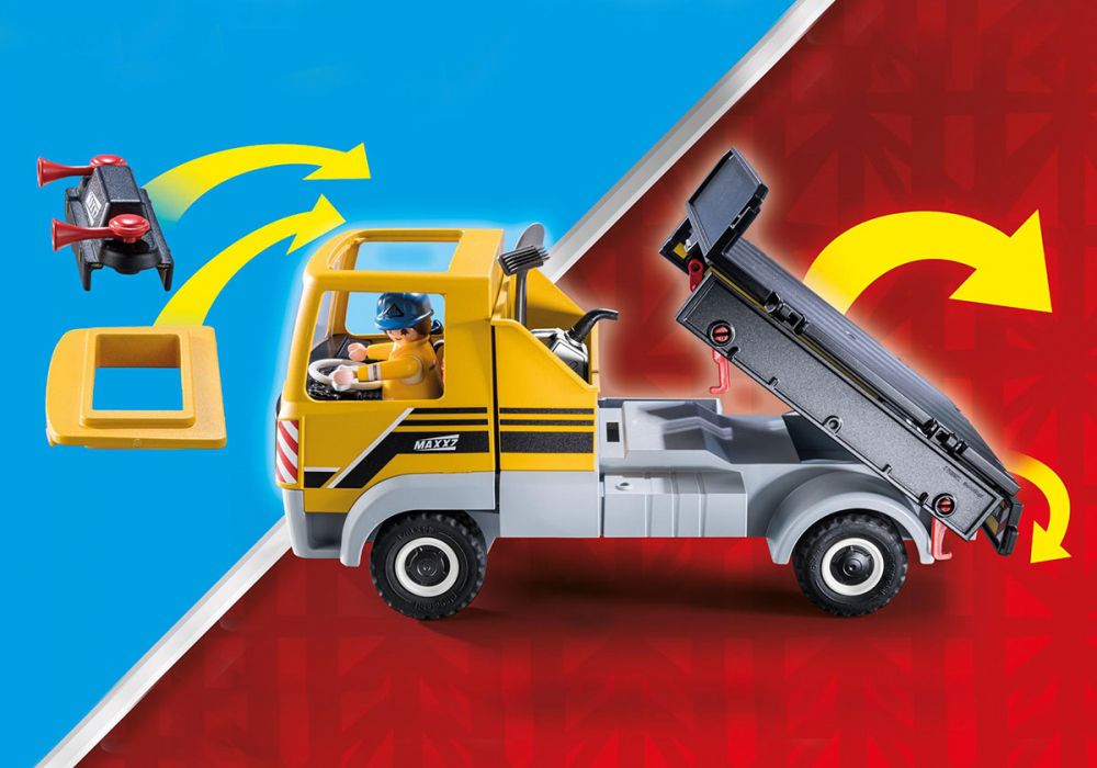 Playmobil City Action 70742 pas cher, Site de travaux avec camion et  ouvriers