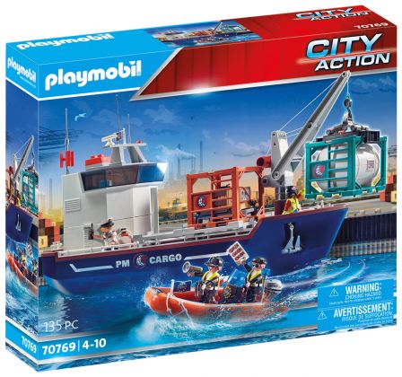 PLAYMOBIL City Action 70769 Grand cargo avec bateau de douaniers