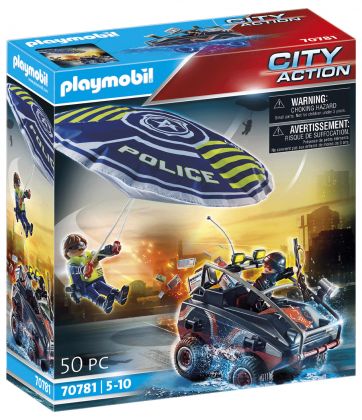 PLAYMOBIL City Action 70781 Policier parachutiste et quad du bandit