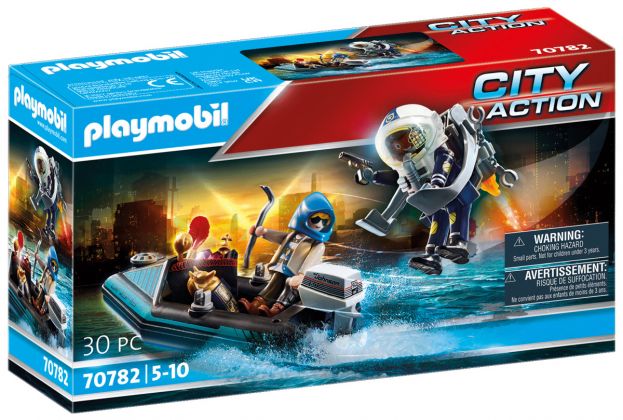 PLAYMOBIL City Action 70782 Policier avec réacteur dorsal et canoë