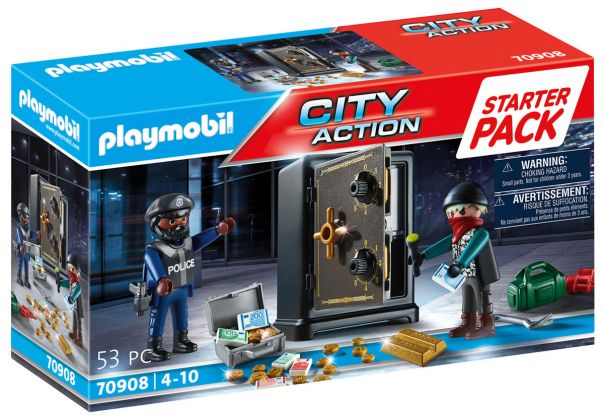 PLAYMOBIL City Action 70908 Starter Pack Policier avec cambrioleur de coffre-fort