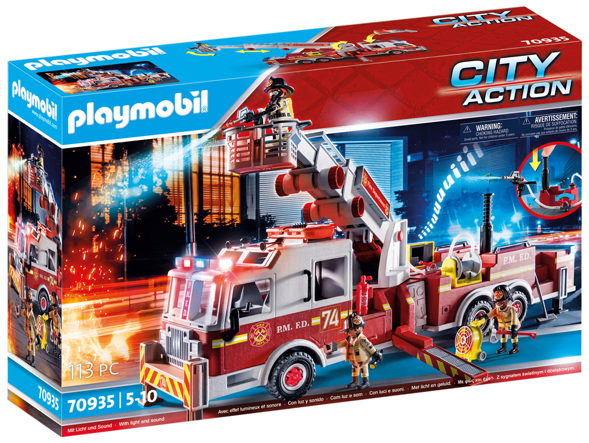 Playmobil City Action 70935 pas cher, Camion de pompiers avec échelle
