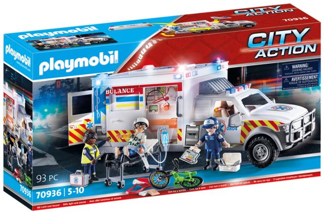 PLAYMOBIL City Action 70936 Ambulance avec secouristes et blessé