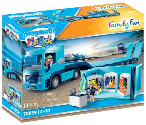 PLAYMOBIL Family Fun 70959 Camion FunPark avec remorque plateau et conteneur