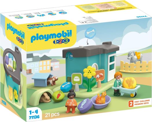 PLAYMOBIL 123 71136 Pension pour animaux avec distributeur de nourriture