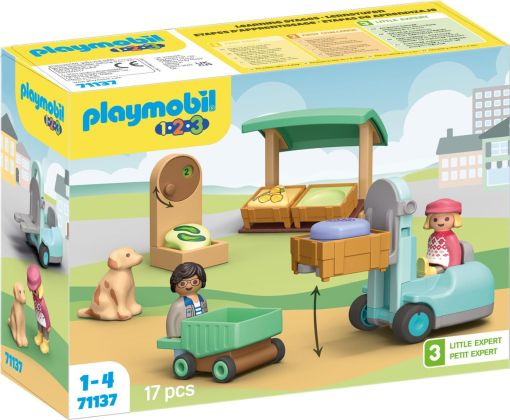 PLAYMOBIL 123 71137 Stand de marché bio & chariot élévateur à fourche