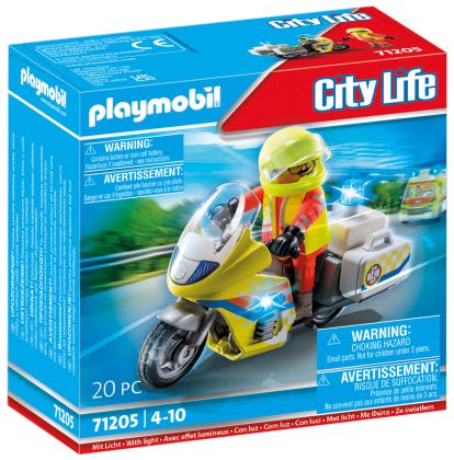 PLAYMOBIL City Life 71205 Urgentiste avec moto et effet lumineux